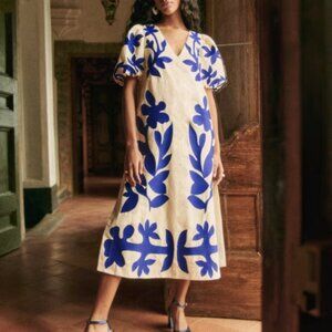 Sézane Embroidered Midi Dress – Size 34